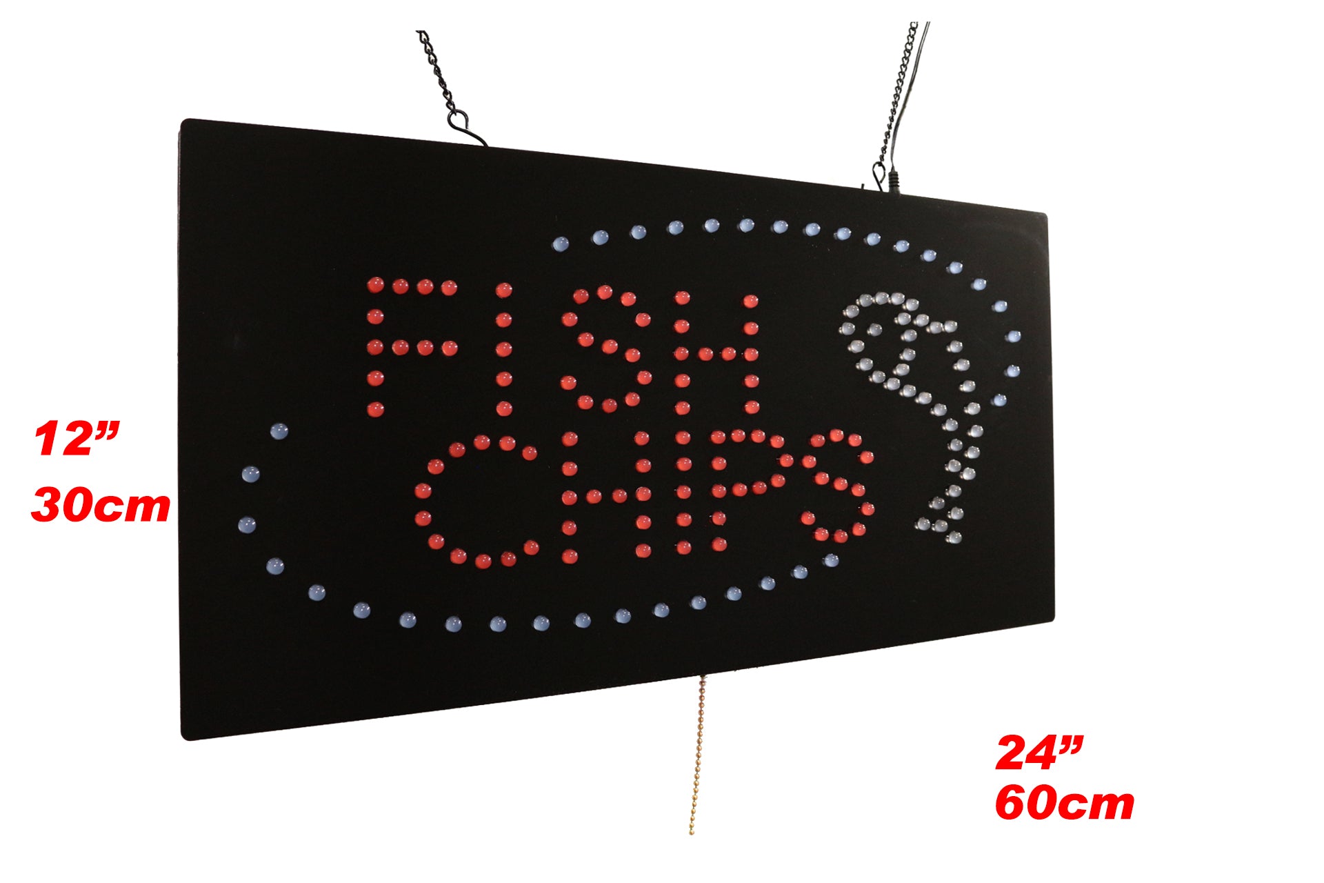 Fish and Chips Sign TOPKING Signage LED Neon Open Store Window Shop ...